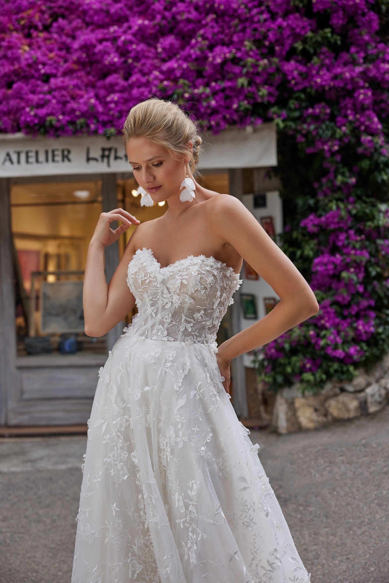 Floral Unique Strapless Wedding Dress IZMIR | ETHEREAL BY OLIVIA